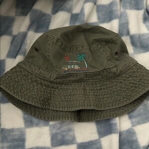 Green Bucket Hat with Embroidery